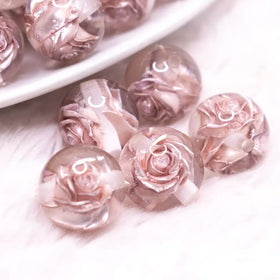 16mm Brown Rose Bubblegum Beads
