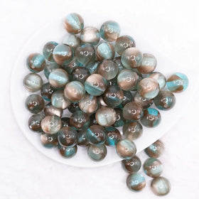 16mm Greenish Brown Illusion Glitter Bubblegum Bead