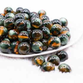 16mm Cats Eye Black and Green Illusion Glitter Bubblegum Bead