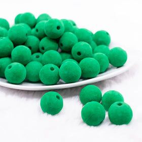 16mm Christmas Green Velvet Bubblegum Bead