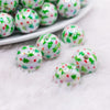 macro view of a pile of 16mm Christmas Tree Print Bubblegum Bead