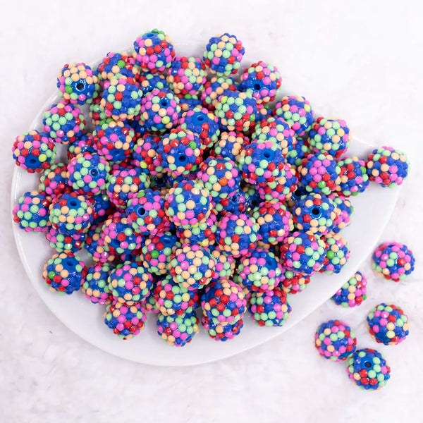 top view of a pile of 16mm Confetti Rhinestone Bubblegum Beads