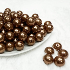 16mm Light Copper Brown Faux Pearl Acrylic Bubblegum Beads