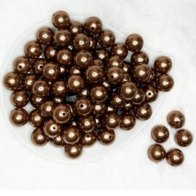 16mm Light Copper Brown Faux Pearl Acrylic Bubblegum Beads
