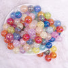 top view of a pile of 16mm Crackle Mix Acrylic Bubblegum Beads Bulk - 100 Count