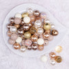top view of a pile of 16mm Cream of Gold Acrylic Bubblegum Bead Mix