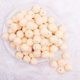 16mm Cream Yellow Sequin Confetti Bubblegum Beads