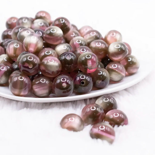 front view of a pile of 16mm Dark Tea Rose Illusion Glitter Bubblegum Bead