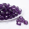 front view of a pile of 16mm Deep Purple Transparent Faceted Bubblegum Beads