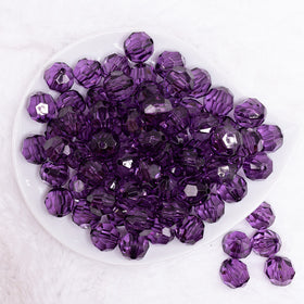 16mm Deep Purple Transparent Faceted Bubblegum Beads