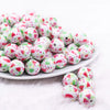 front view of a pile of 16mm Flamingo Print Bubblegum Bead