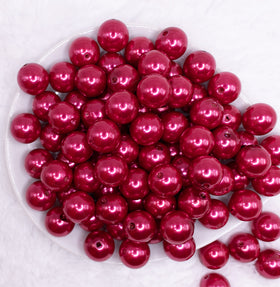 16mm Garnet Red Faux Pearl Acrylic Bubblegum Jewelry Beads