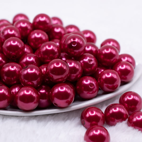 front view of a pile of 16mm Garnet Red Faux Pearl Acrylic Bubblegum Jewelry Beads
