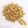 top view of a pile of 16mm Gold Sequin Confetti Bubblegum Beads
