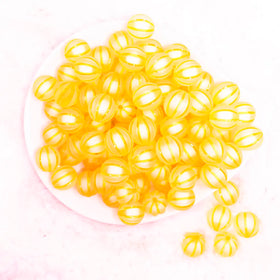 16mm Golden Yellow Frosted Pumpkin Shaped Bubblegum Bead