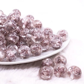 16mm Gray Rose Bubblegum Beads