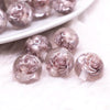 macro view of a pile of 16mm Gray Rose Bubblegum Beads