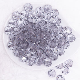 16mm Gray Transparent Faceted Bubblegum Beads