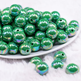 16mm Dark Green Solid AB Bubblegum Beads
