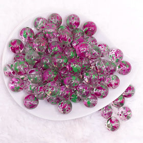 16mm Green and Purple Splatter Bubblegum Bead