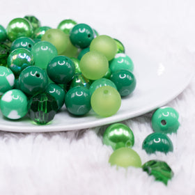 16mm Green Acrylic Bubblegum Bead Mix