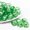 front view of a pile of 16mm Green Foil Bubblegum Beads