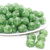 front view of a pile of 16mm Green Glitter Twinkle Bubblegum Beads