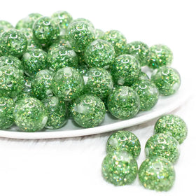 16mm Green Glitter Twinkle Bubblegum Beads