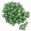 top view of a pile of 16mm Green Glitter Twinkle Bubblegum Beads
