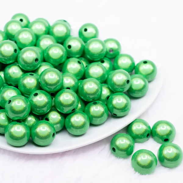 front view of a pile of 16mm Green Miracle Bubblegum Bead