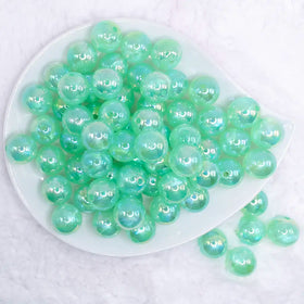 16mm Green Opalescence Bubblegum Bead