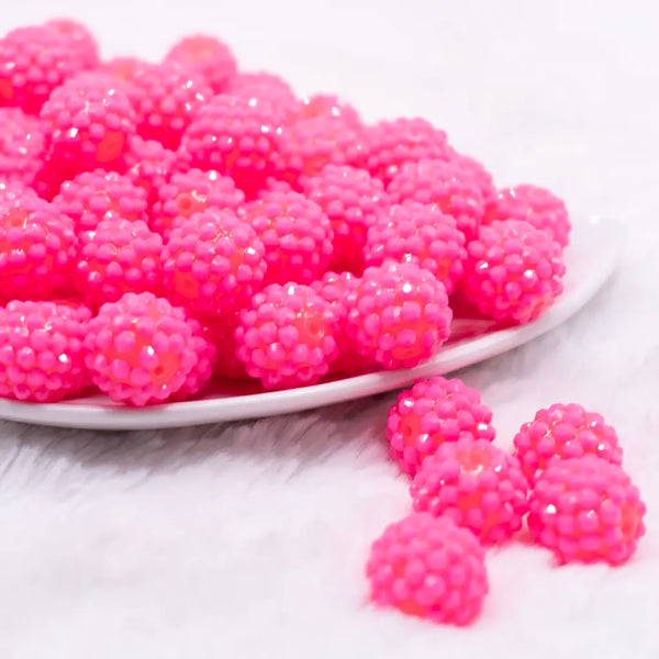 front view of a pile of 16mm Hot Pink on Hot Pink Rhinestone Bubblegum Beads