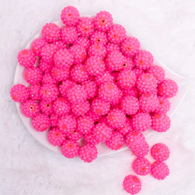 16mm Hot Pink on Hot Pink Rhinestone Bubblegum Beads