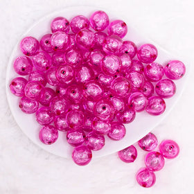 16mm Hot Pink Foil Bubblegum Beads