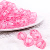 front view of a pile of 16mm Hot Pink Frosted Pumpkin Shaped Bubblegum Bead