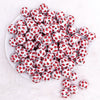 top view of a pile of 16mm Ladybug Print Bubblegum Bead