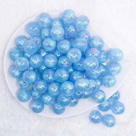 16mm Light Blue Opalescence Bubblegum Bead