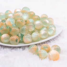 16mm Light Green Illusion Glitter Bubblegum Bead