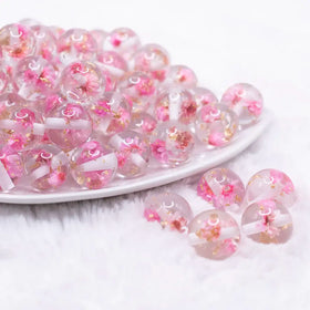 16mm Light Pink Flaked Flower Bubblegum Bead