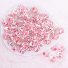 16mm Light Pink Flaked Flower Bubblegum Bead