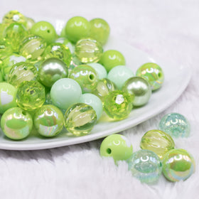 16mm Lime Green Acrylic Bubblegum Bead Mix