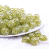 front view of a pile of 16mm Lime Green Glitter Twinkle Bubblegum Beads