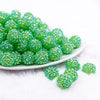 front view of a pile of 16mm Lime Green Jelly Rhinestone AB Bubblegum Beads