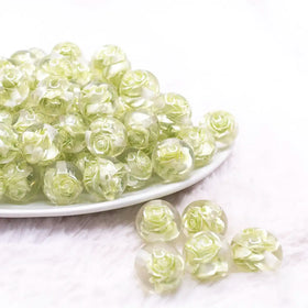 16mm Lime Green Rose Bubblegum Beads