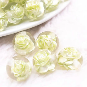 16mm Lime Green Rose Bubblegum Beads