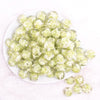 top view of a pile of 16mm Lime Green Rose Bubblegum Beads
