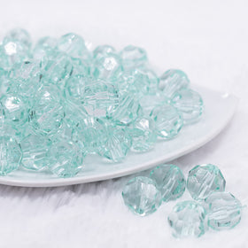 16mm Mint Green Transparent Faceted Bubblegum Beads