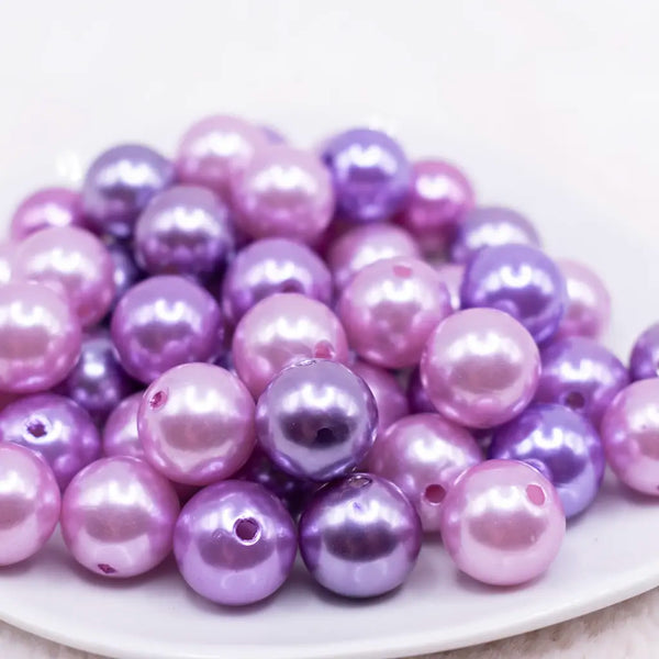 front view of a pile of 16mm Purple Pearl Acrylic Bubblegum Bead Mix - 50 Count