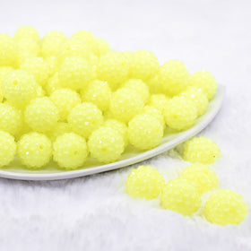 16mm Neon Yellow Rhinestone Bubblegum Beads