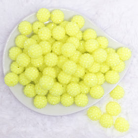 16mm Neon Yellow Rhinestone Bubblegum Beads